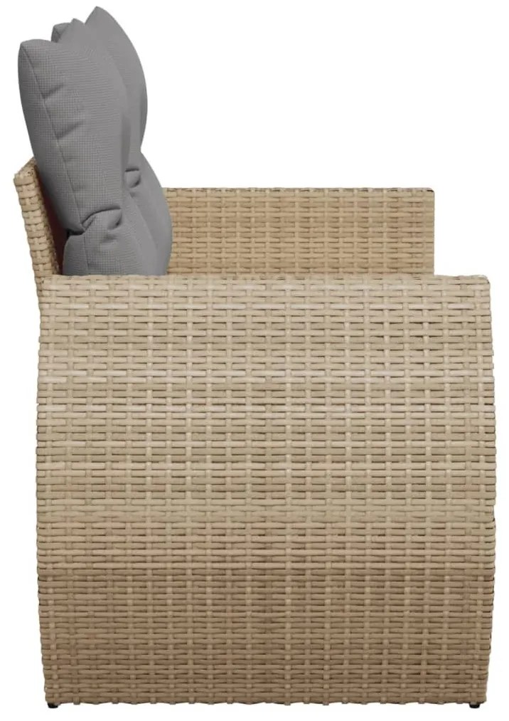 2 személyes bézs polyrattan kerti kanapé párnával