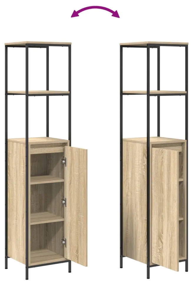 vidaXL Fürdőszoba bútor szett fiókkal 3 pcs Sonoma tölgy Faanyag