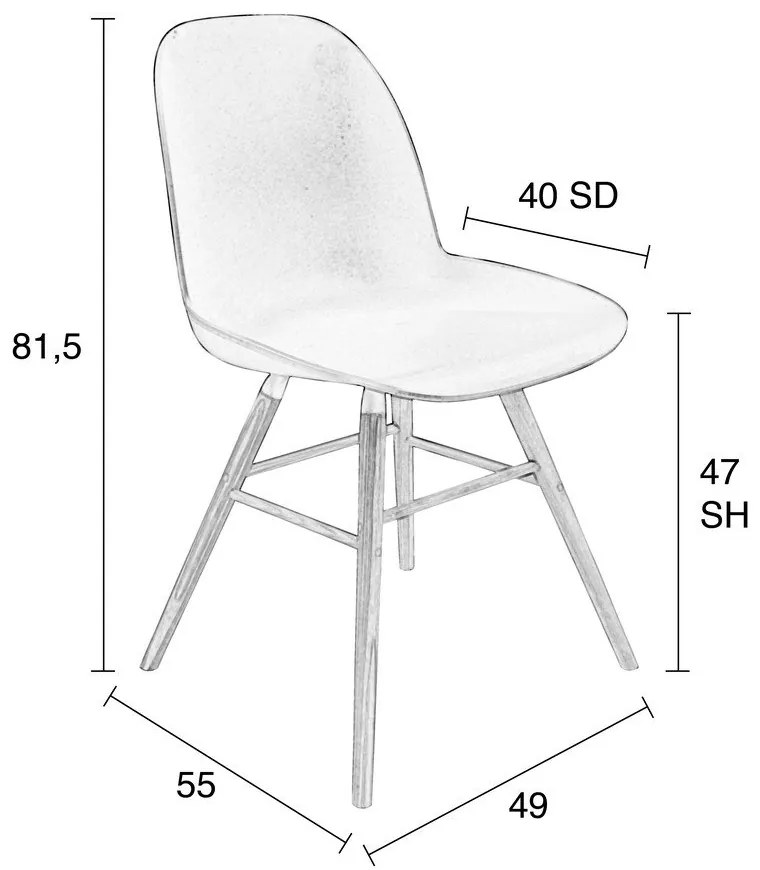 Világosszürke étkezőszék szett 2 db-os Albert – Zuiver