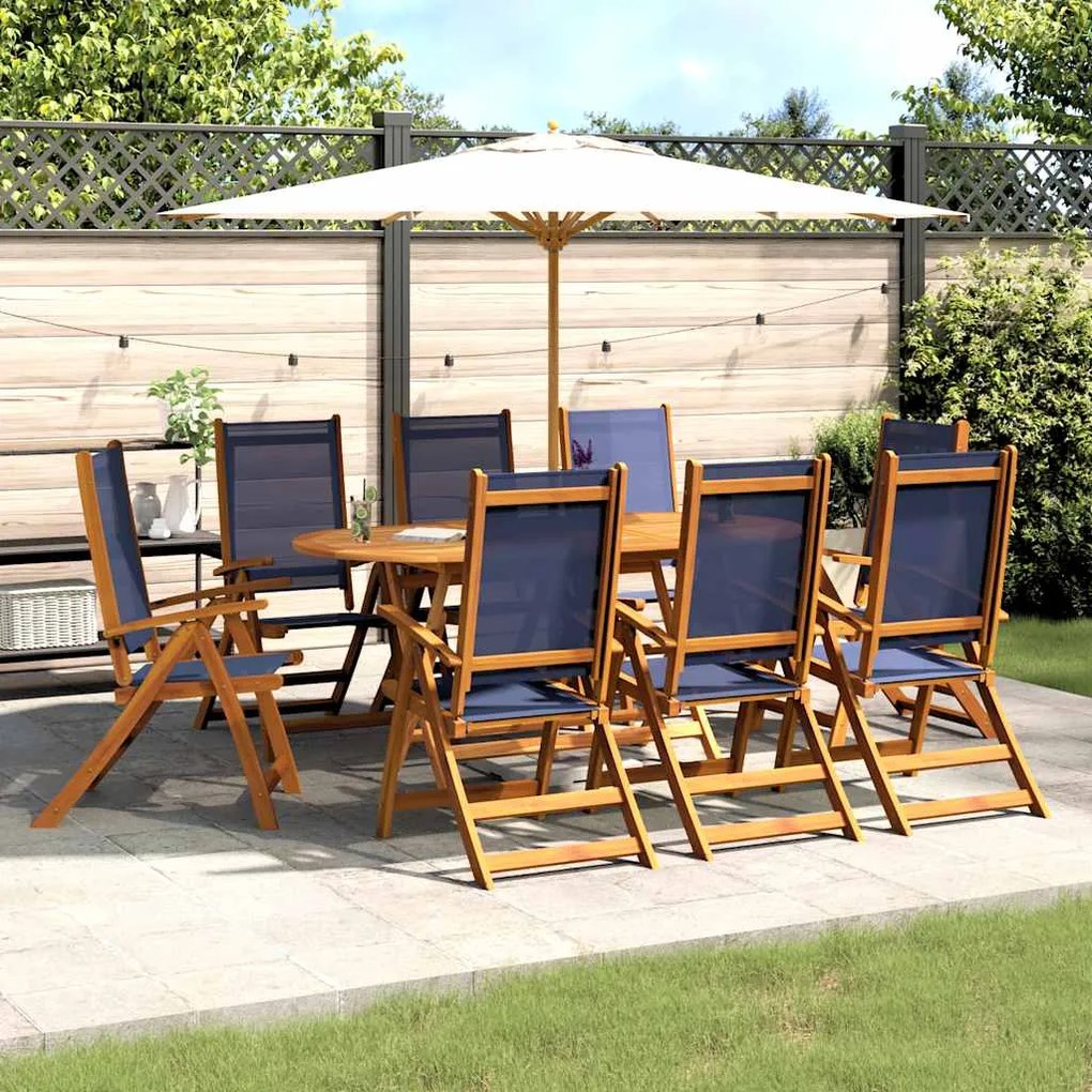 vidaXL 9 részes tömör akácfa és textilén kerti étkezőgarnitúra