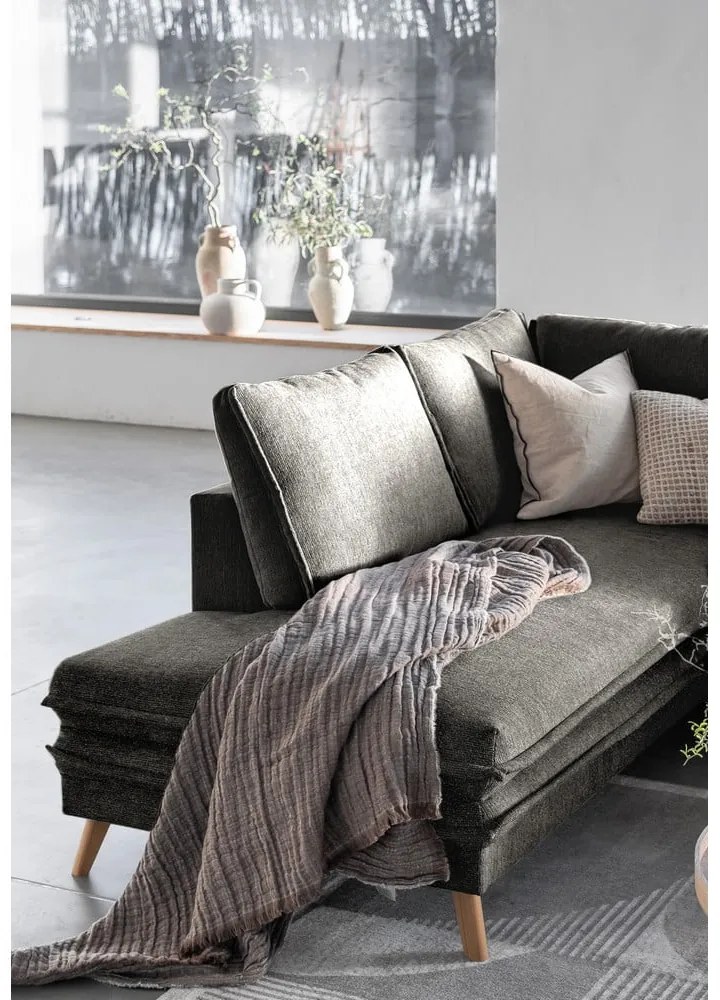 Sötétszürke kinyitható sarokkanapé (bal oldali) Charming Charlie – Miuform