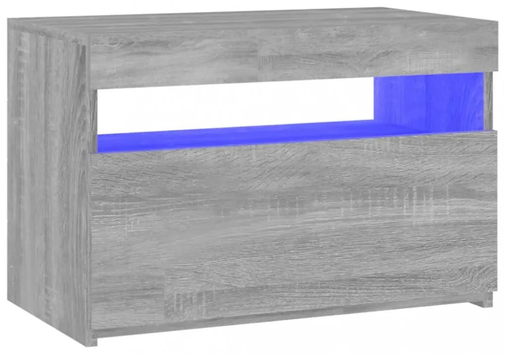 szürke sonoma színű TV-szekrény LED-ekkel 60 x 35 x 40 cm
