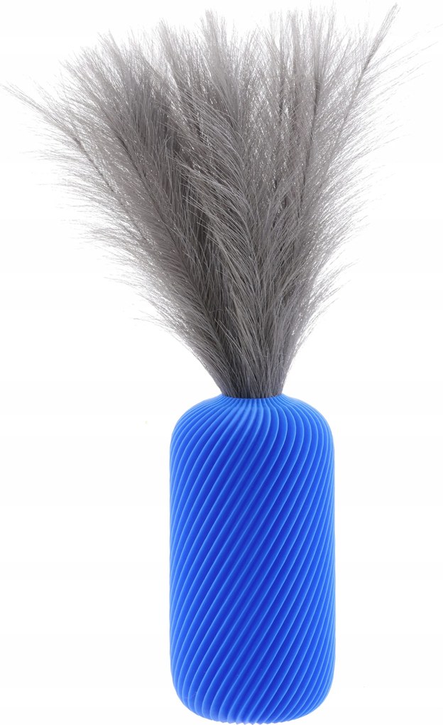 Váza üveg művirág 3D kék magas 25cm dekoratív műanyag