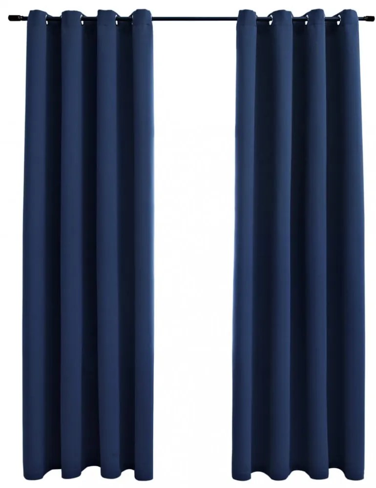 2 db kék sötétítőfüggöny fémgyűrűkkel 140 x 175 cm