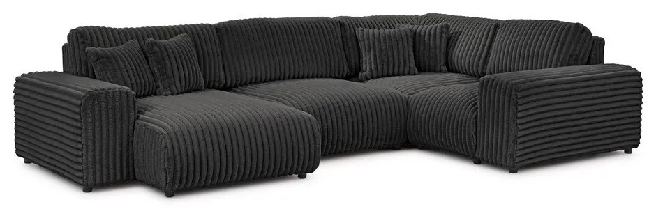 Sötétszürke kordbársony sarokkanapé (jobb oldali-U alakú) Justin – Ropez