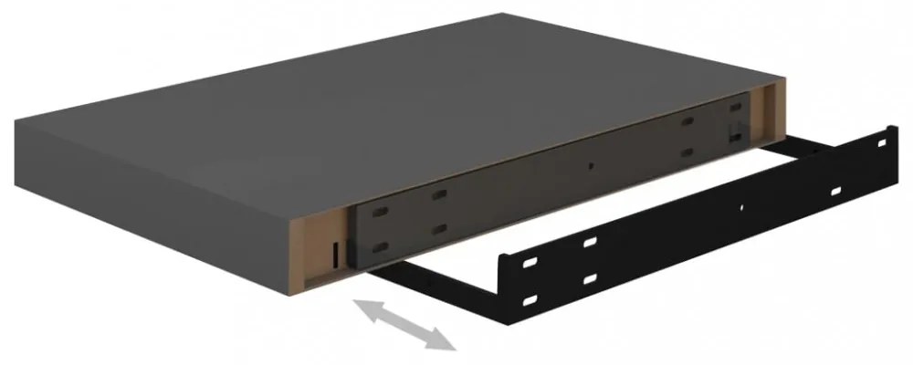 magasfényű szürke MDF lebegő fali polc 40 x 23 x 3,8 cm