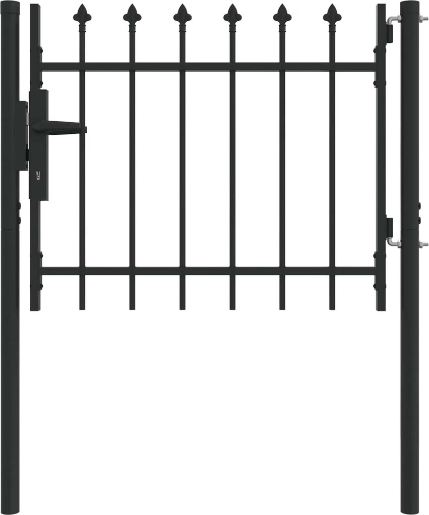 vidaXL Kerítés kapu zárral Szürke 103 x 250 cm Porszórt acél