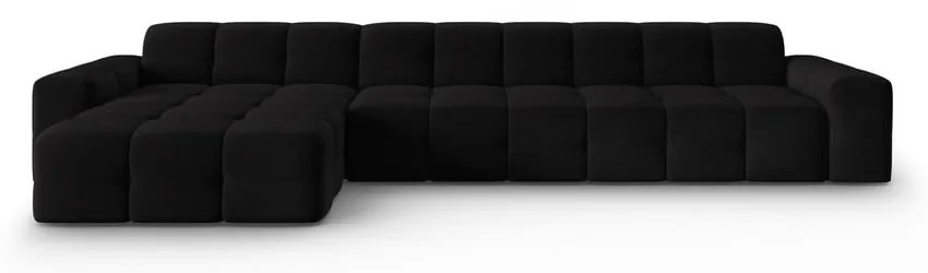 Fekete bársony sarokkanapé (bal oldali) Kendal – Micadoni Home