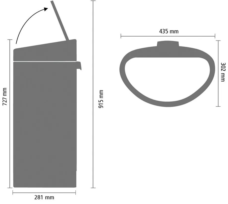 Matt fekete acél érintésre nyíló szemetes 40 l Touch Bin – Brabantia