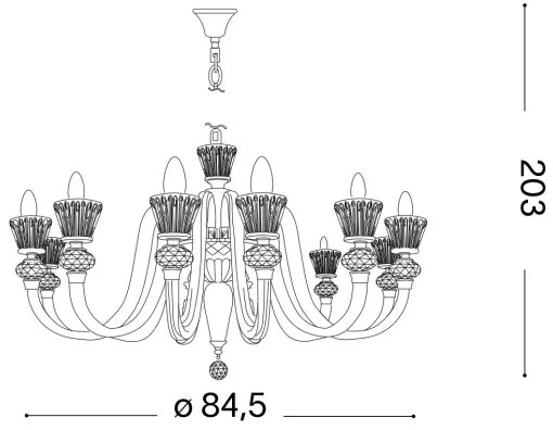 Ideal Lux - Kristály csillár láncon STRAUSS 12xE14/40W/230V átm. 84,5 cm réz