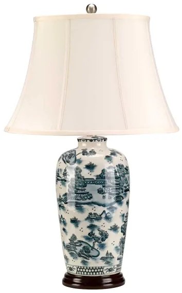 Elstead KÉK-TRAD-WP-TL - Asztali lámpa BLUE TRADITIONAL 1xE27/60W/230V