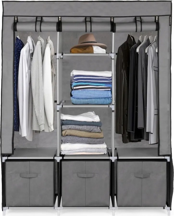 Összecsukható textil gardróbszekrény, XXL-es szövet gardróbszekrény Bauerkraft fiókokkal