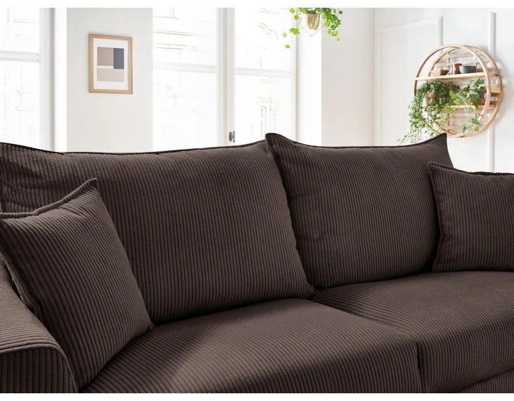 Barna kordbársony kinyitható kanapé 225 cm Augustin – Bobochic Paris