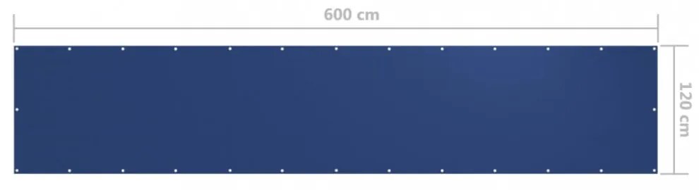 kék oxford-szövet erkélyparaván 120 x 600 cm