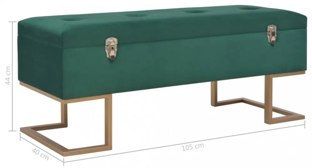 zöld bársonypad tárolórekesszel 105 cm