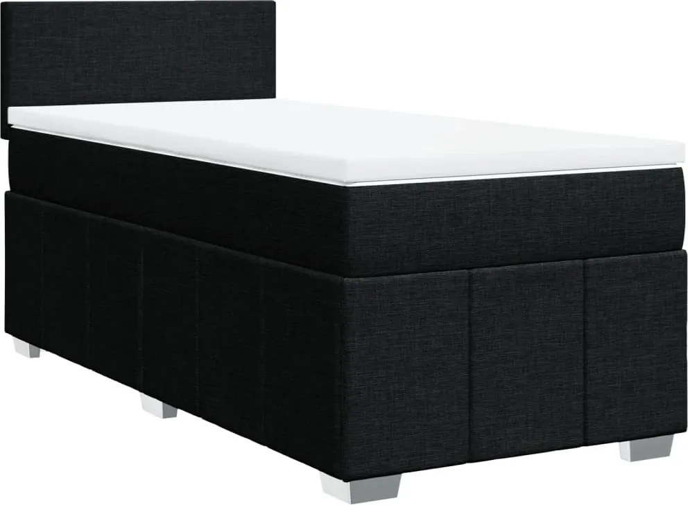 vidaXL fekete szövet rugós ágy matraccal 80 x 200 cm