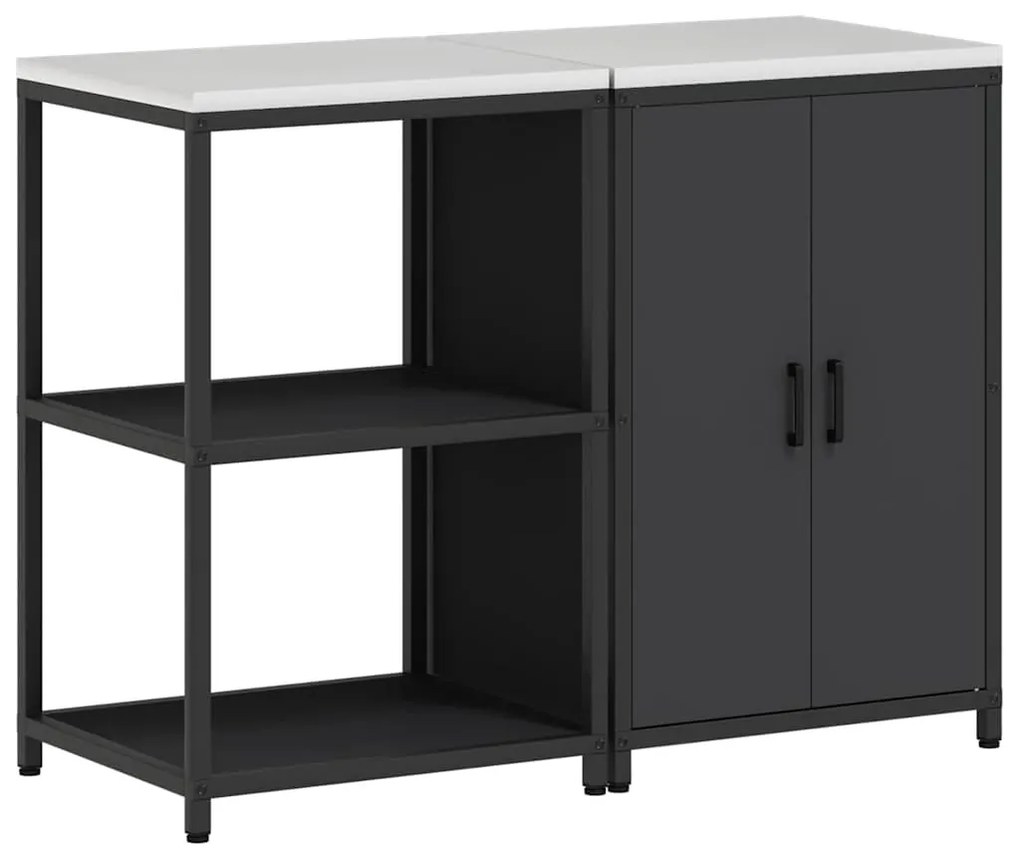 Konyhai Tároló Készlet polcokkal 2 pcs Fekete 120 x 50 x 92 cm
