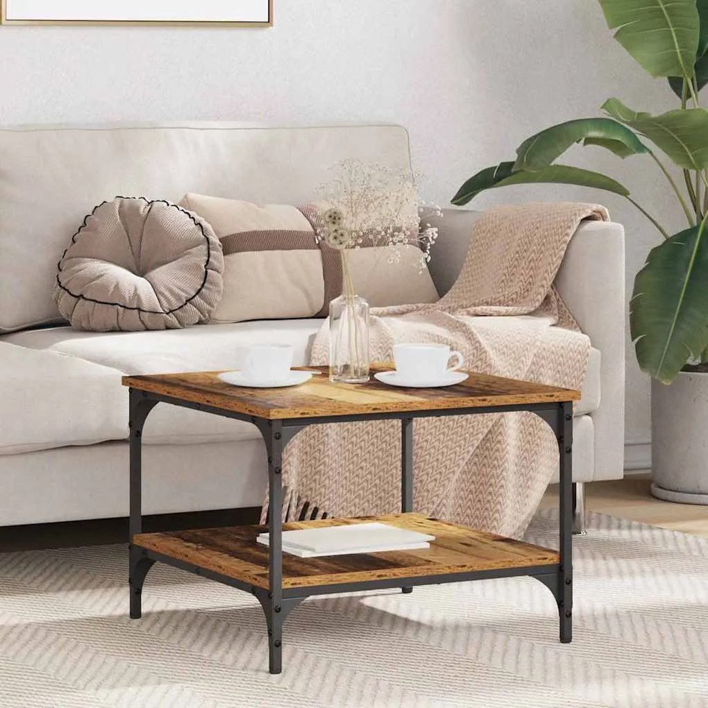 vidaXL Dohányzóasztal Öreg fa 55 x 55 x 40 cm Faanyag