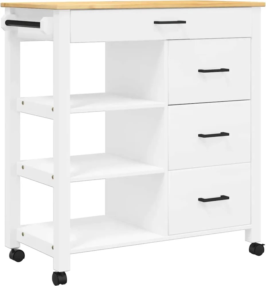 vidaXL MONZA tömör fenyőfa konyhai kocsi 84 x 40 x 88,5 cm