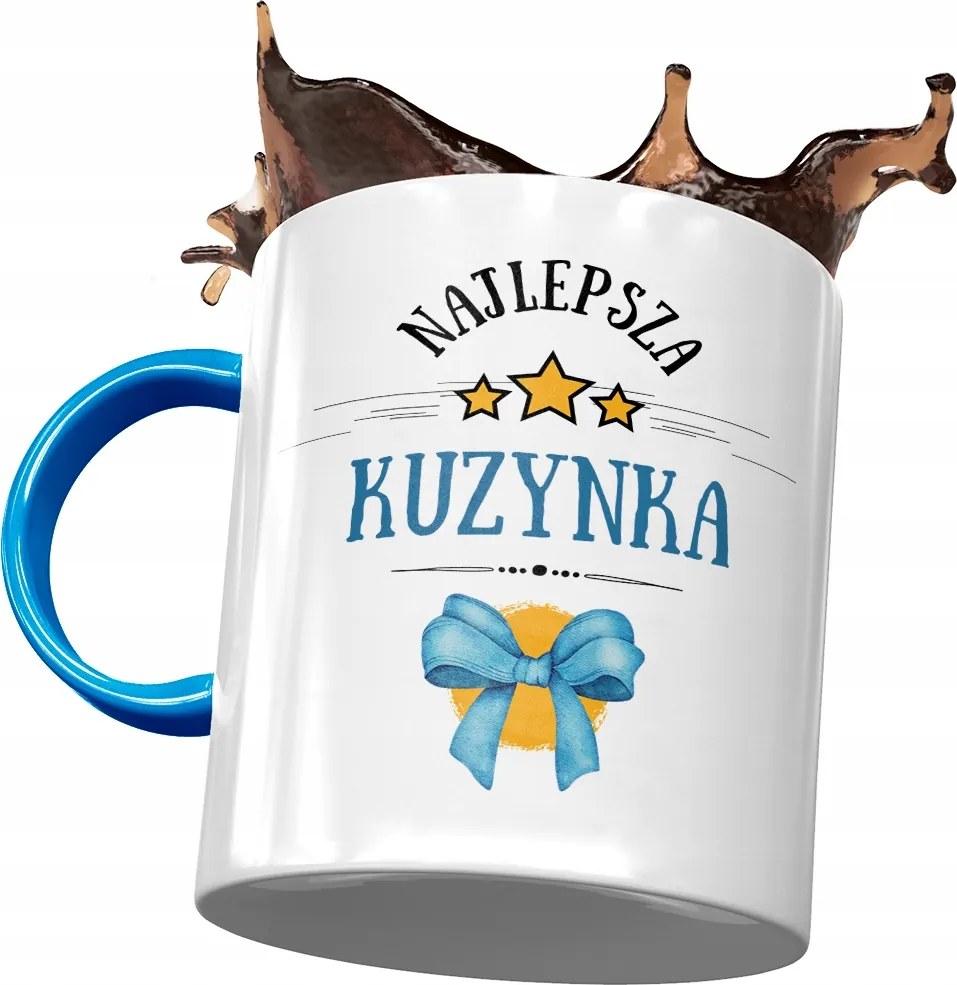 Kék Bögre Unokatestvérnek Születésnapra Ajándék Nyomtatott Fotóval