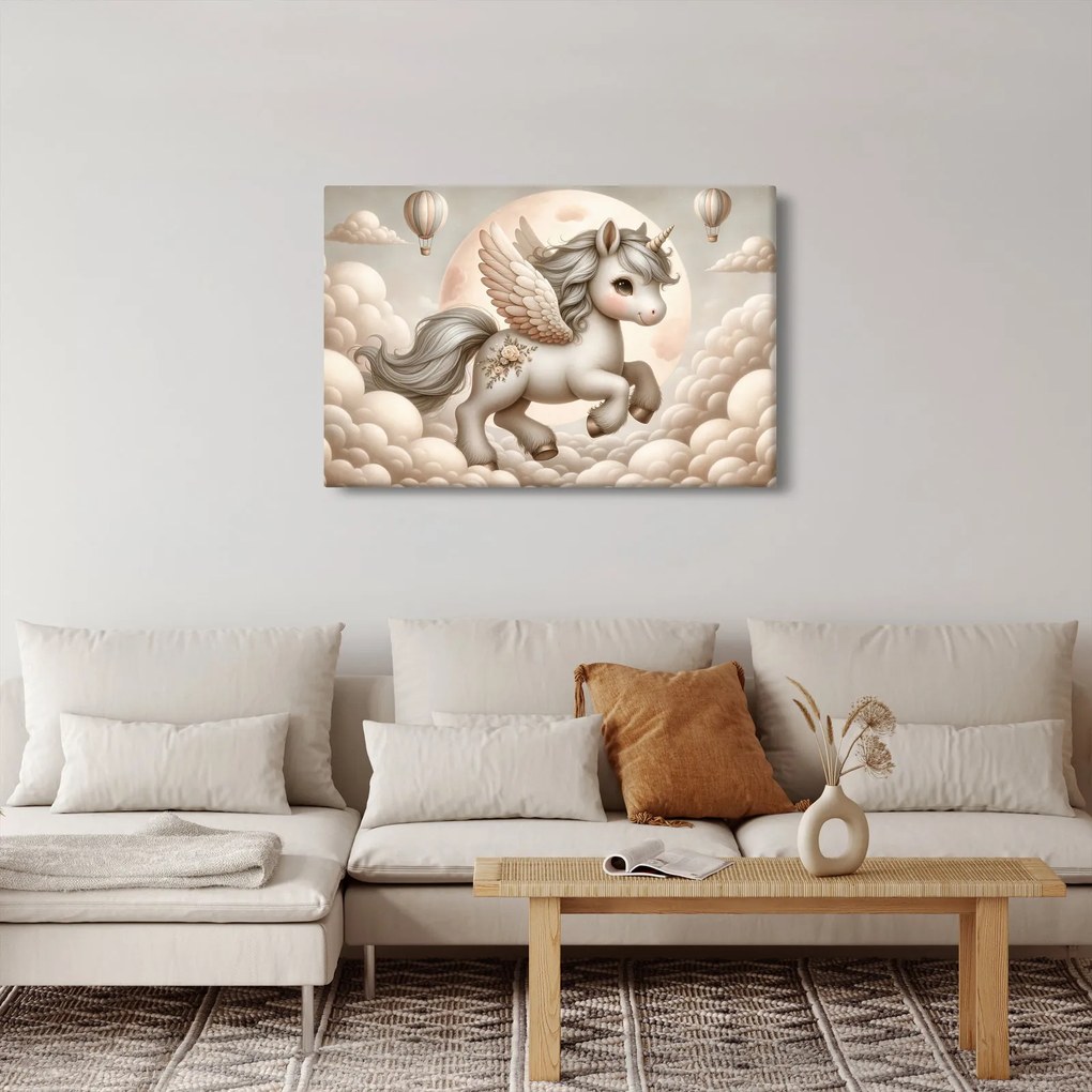 Kép - Egyszarvú a felhőkben (90x60 cm)