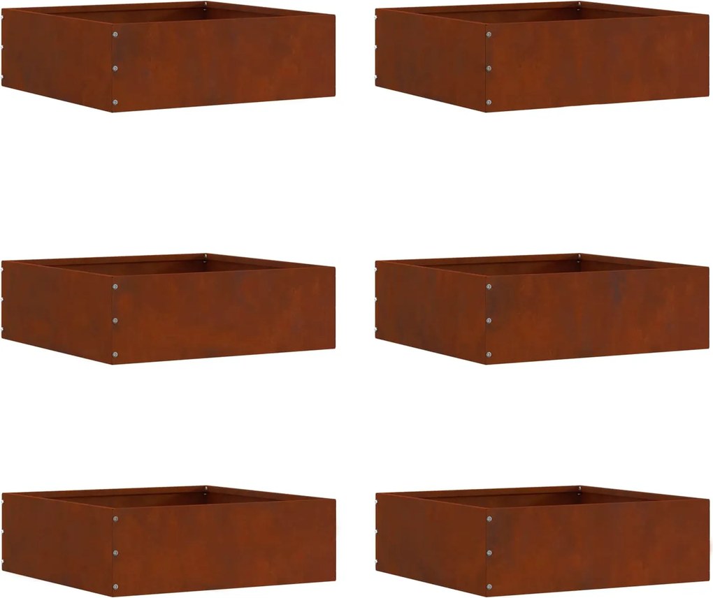 vidaXL Fűszegélyezés 6 pcs Rozsdás 40 x 40 x 13 cm Időjárásálló acél