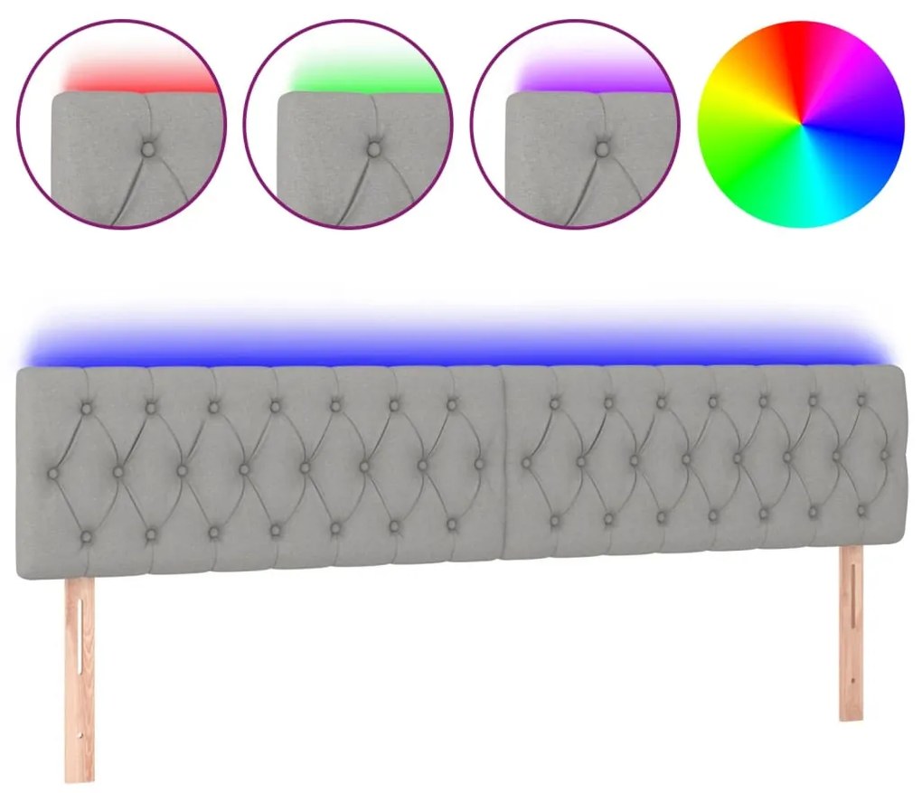 világosszürke szövet LED-es fejtámla 180x7x78/88 cm