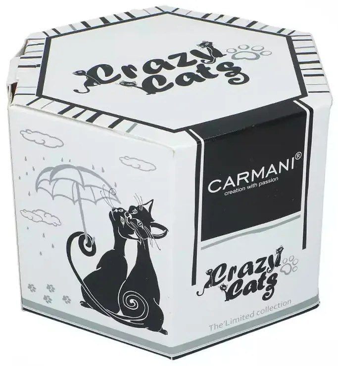 Cicás porcelán bögre 500 ml fekete macskák a háztetőn