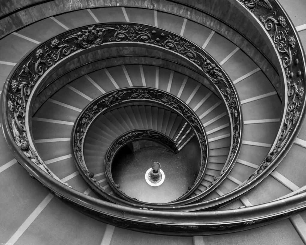 Poszter 50x40cm Spirállépcső a Vatikáni Múzeumban 2, Assaf Frank