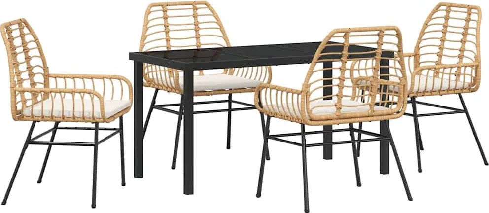 vidaXL Kert étkező szett 5 pcs Barna polirattan