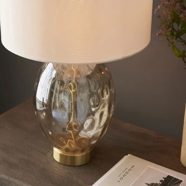 Endon 101150 - Fényerőszabályozható asztali lámpa ERIN 1xE27/10W/230V fehér/füstszínű bézs