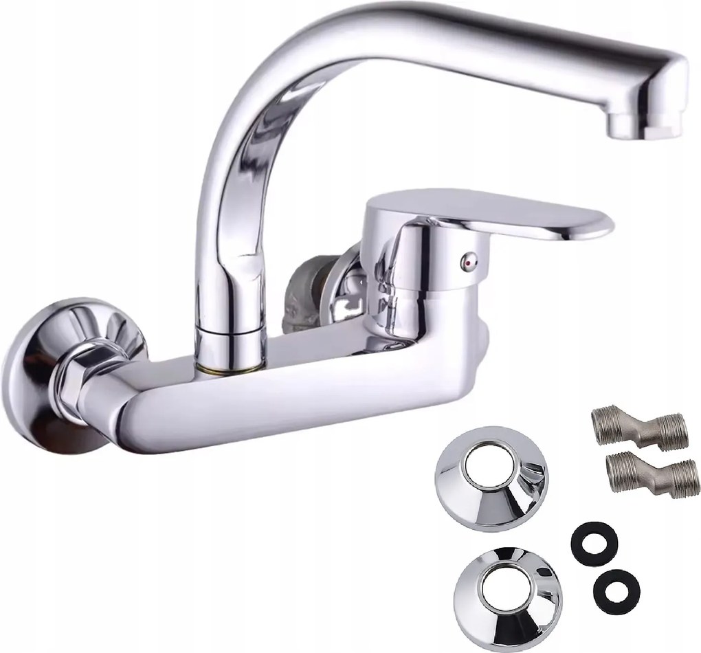 Konyhai Csaptelep Fali Króm Mosogató Csaptelep Forgatható Mosdó Fal