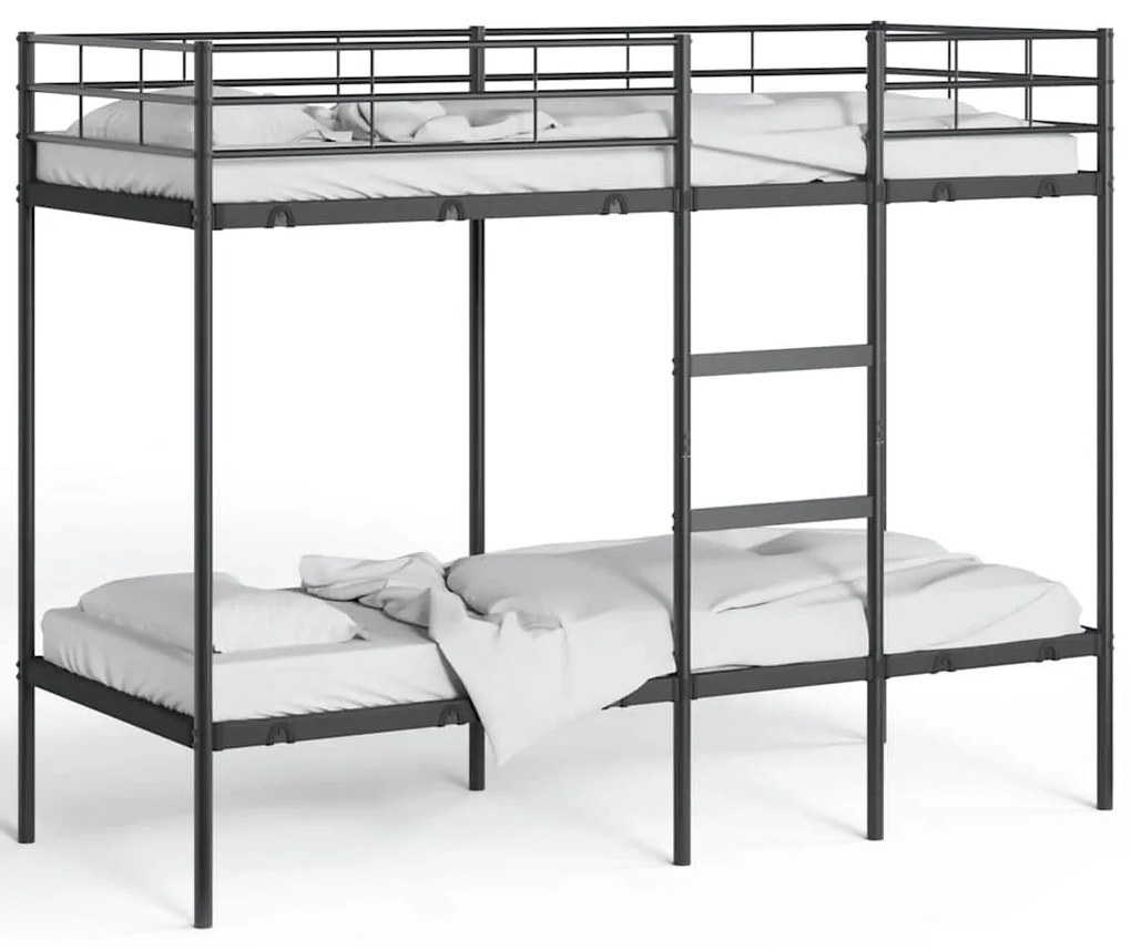 fekete acél emeletes ágy matrac nélkül 80 x 200 cm