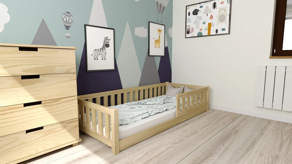 Gyermek Montessori ágy PINELO 90 x 200 cm, fenyő Matrac: Deluxe 10 cm matraccal, Ágyrács: Ágyrács nélkül