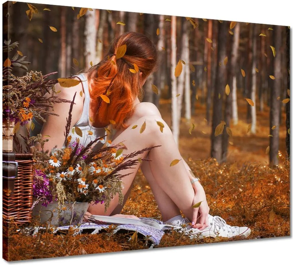 Vászonkép 50x40 Őszi vörös csaj