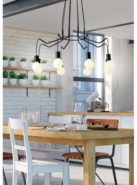 Csillár zsinóron BASSO 8xE27/40W/230V fekete