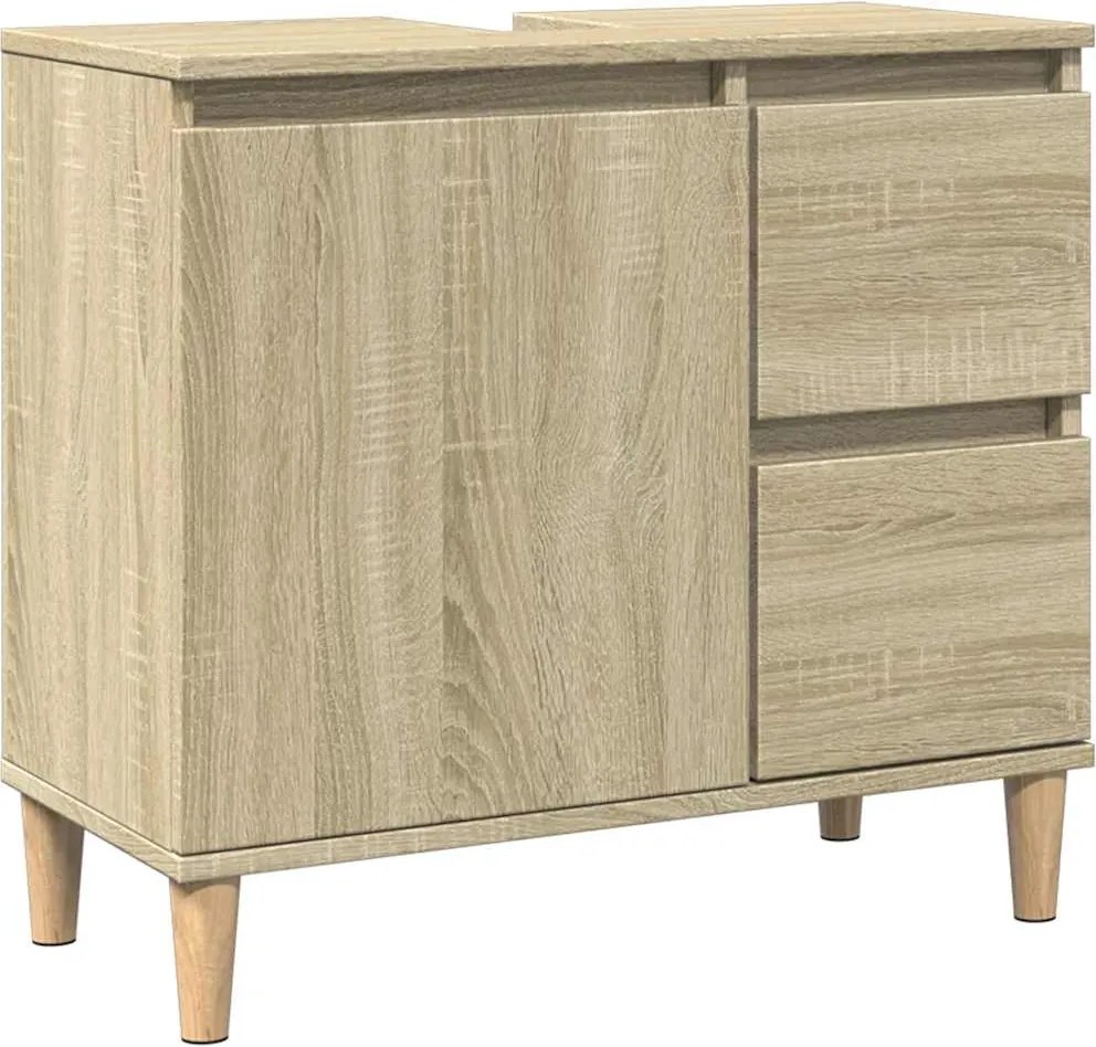 vidaXL sonoma tölgy színű szerelt fa fürdőszobaszekrény 65x33x60 cm
