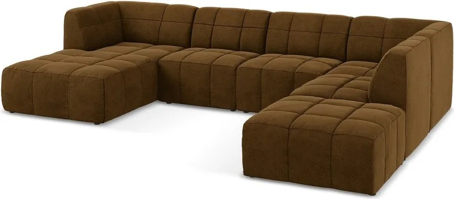 Mustársárga bársony sarokkanapé (U alakú) Aloha – Makamii