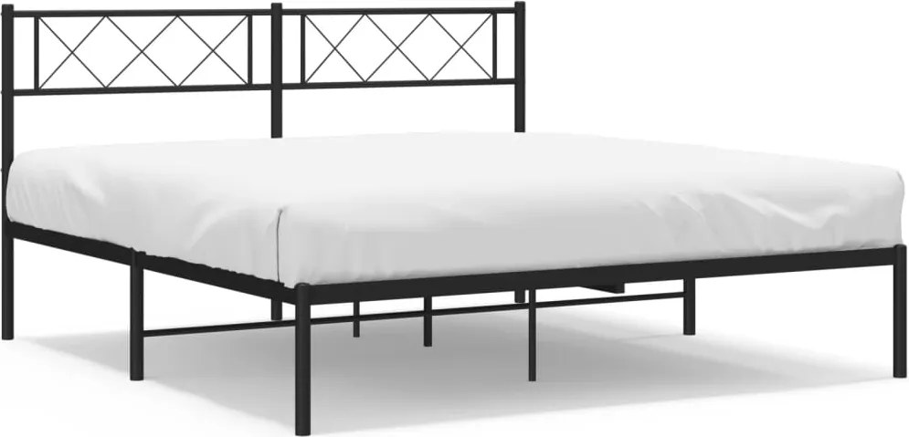 vidaXL fekete fém ágykeret fejtámlával 120 x 190 cm