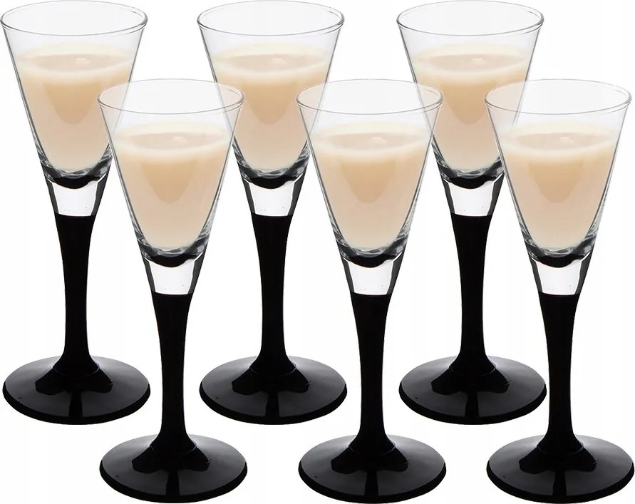Vodka likőrös pohár fekete lábbal Onyx 50 ml 6 db-os szett