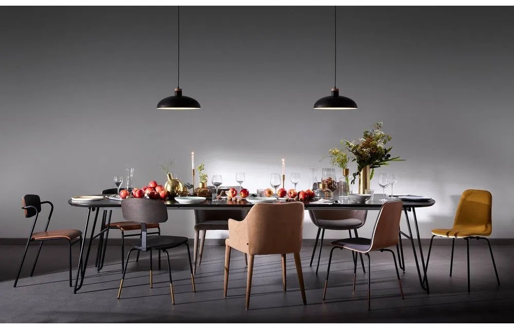 Sötétbarna bővíthető étkezőasztal kőrisfa dekoros asztallappal 100x170 cm Milian – Kave Home