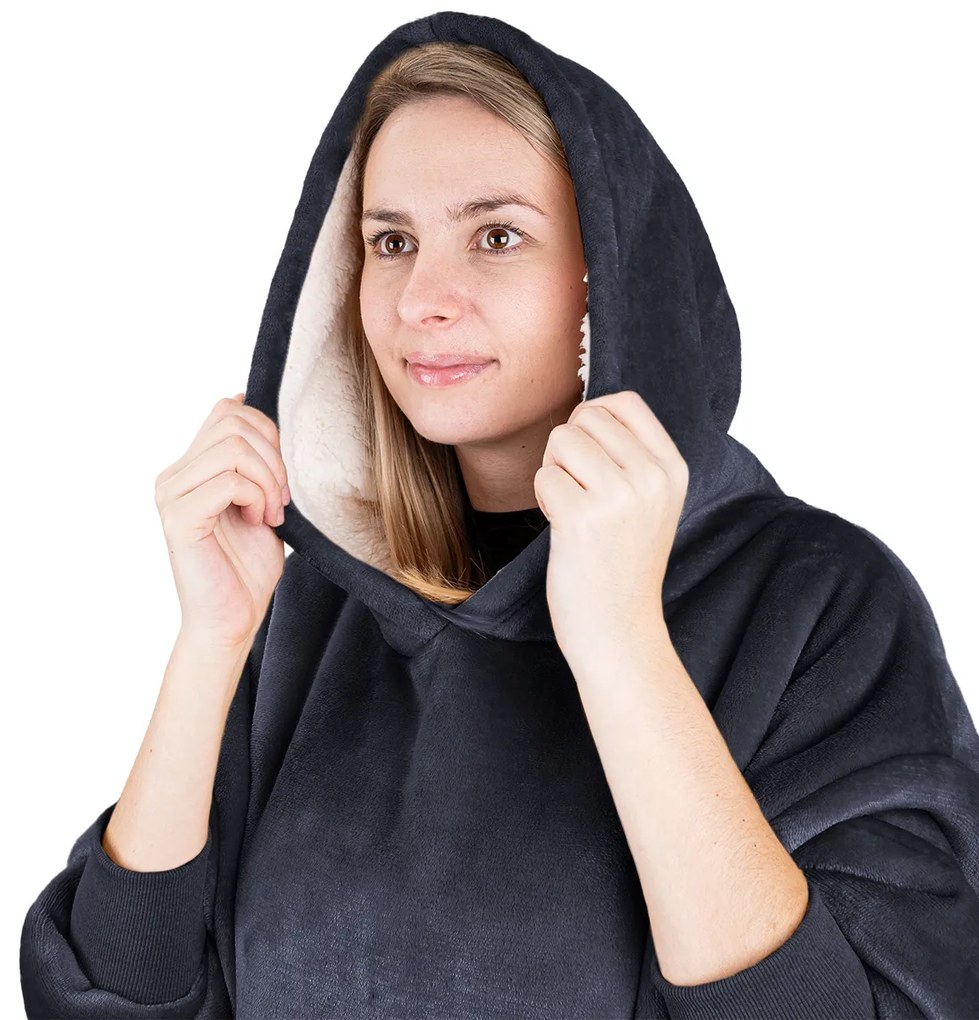 4Home Antracit mikroplüss gyapjú hatású takarópulóver, uni S - gyerek