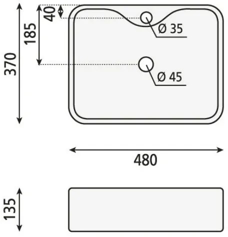 Sapho - BALENA ráültethető mosdó 48x37 cm kerámia/fehér
