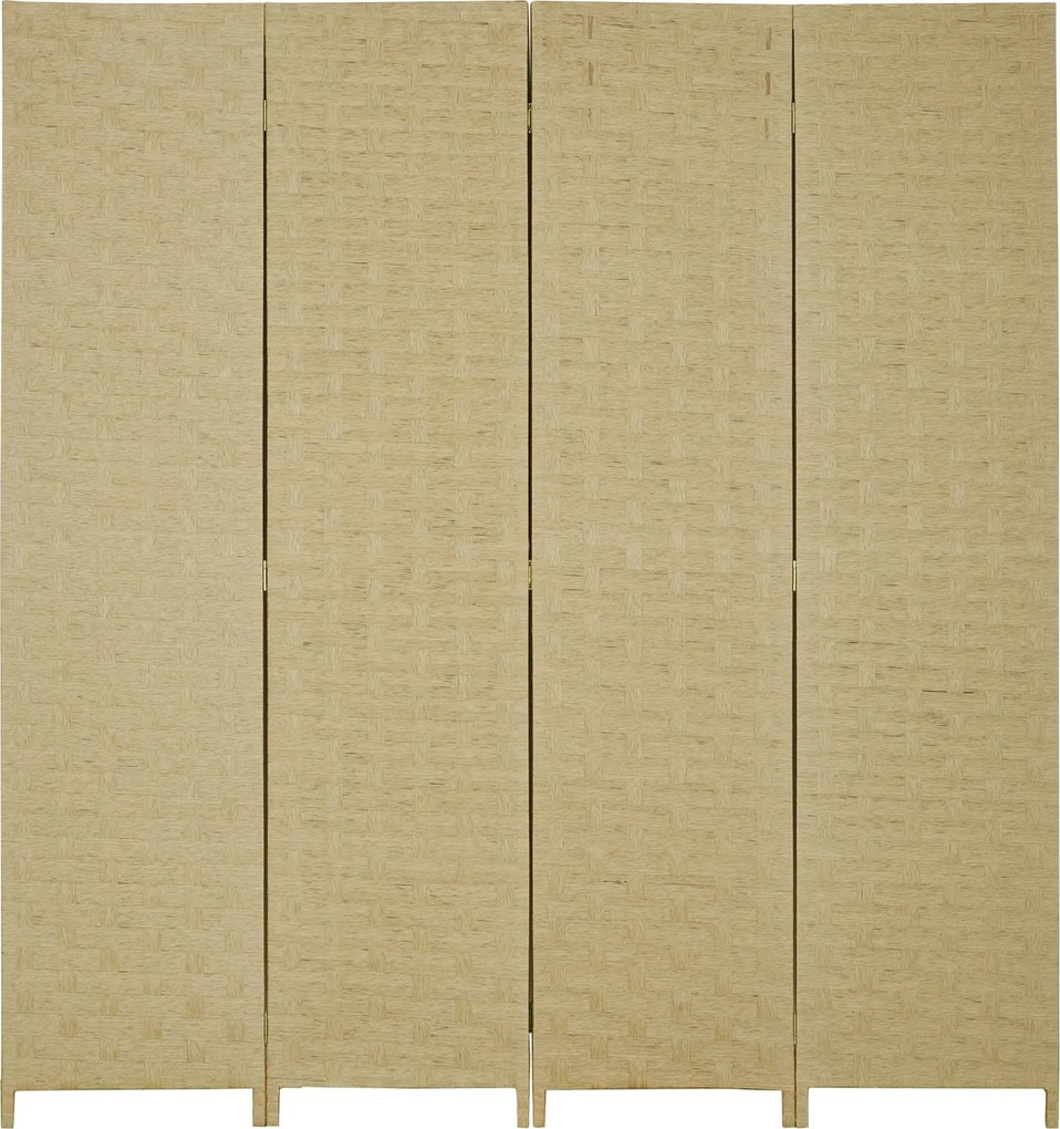 HOMCOM 4 Paneles Szobaelválasztó 159.5x169.5 cm Összecsukható Partíció Papírzsinór Dekorációval Hálószobába és Nappaliba Barna | Aosom