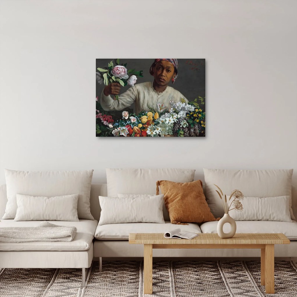 Kép - Frédéric Bazille, Young Woman with Peonies, reprodukciók (70x50 cm)