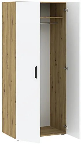 BASIC Ruhásszekrény Tölgy/Fehér Színben 74 cm 2D