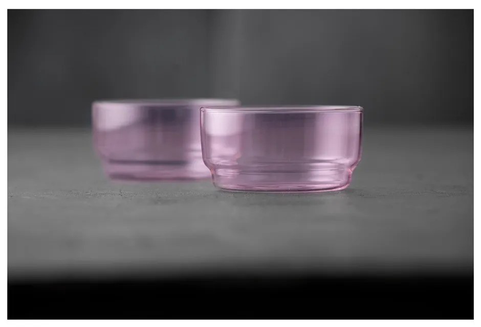 Rózsaszín üveg tálka szett 2 db-os 500 ml Torino – Lyngby Glas