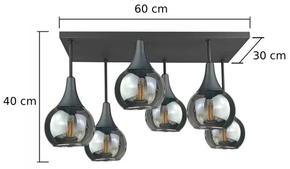 Felületre szerelhető csillár  SOMA 6xE27/60W/230V fekete/füstös fekete