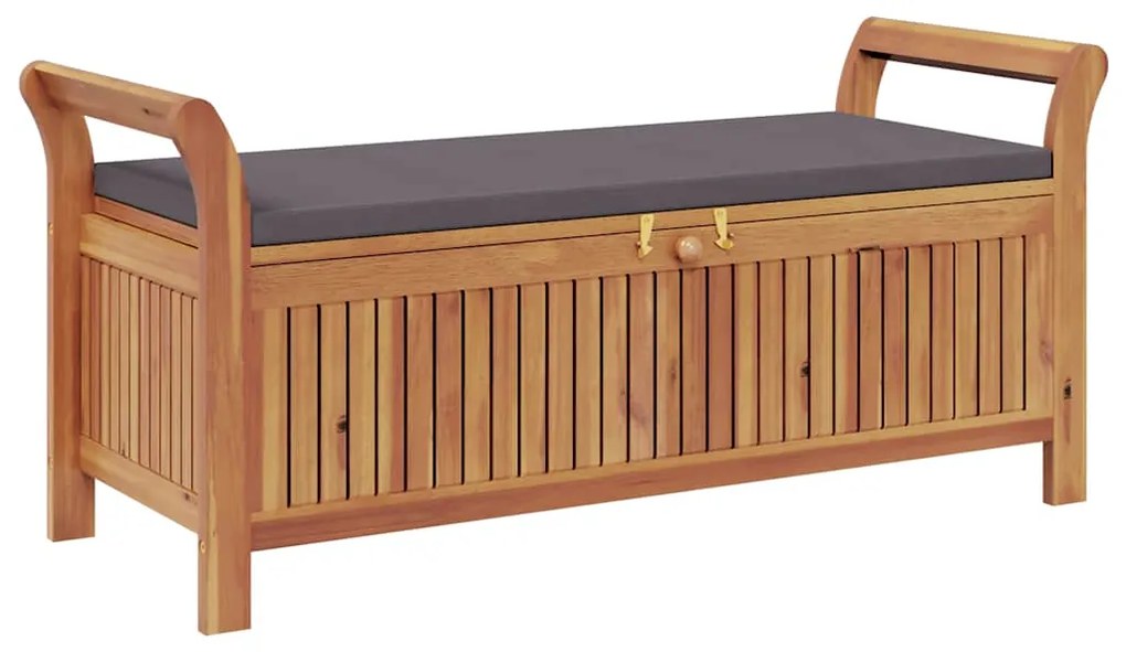 vidaXL tömör akácfa tárolópad párnával 126 cm