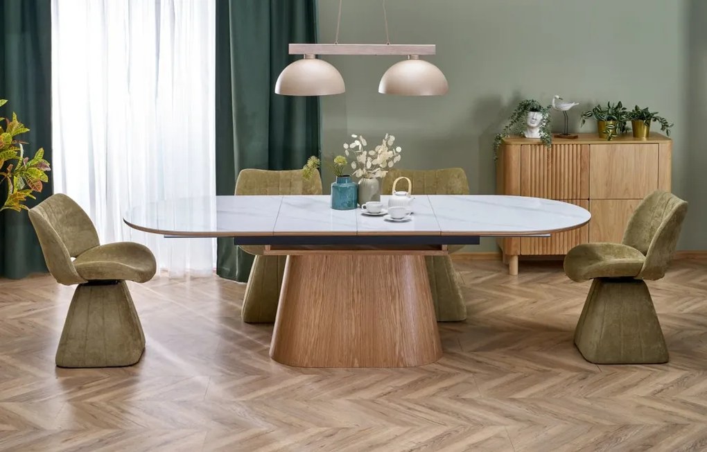 Sirius bővíthető étkezőasztal fehér márvány / natúr 160-240 cm